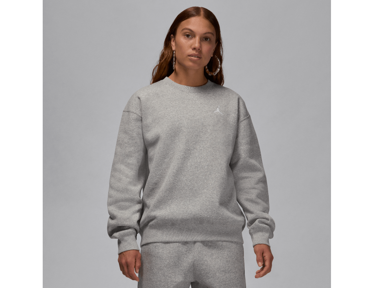 Jordan Brooklyn Fleece Women's Crew-Neck Sweatshirt Dark Grey Heather/White Jordan Brooklyn Fleece Women's Crew-Neck Sweatshirt Dark Grey Heather/White