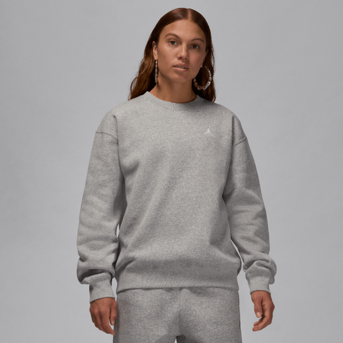 Jordan Brooklyn Fleece Women's Crew-Neck Sweatshirt Dark Grey Heather/White Jordan Brooklyn Fleece Women's Crew-Neck Sweatshirt Dark Grey Heather/White