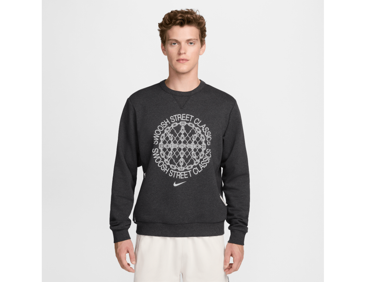 Nike Standard Issue Men's Dri-FIT Basketball Crew-Neck Sweatshirt Black/Heather/Pale Ivory