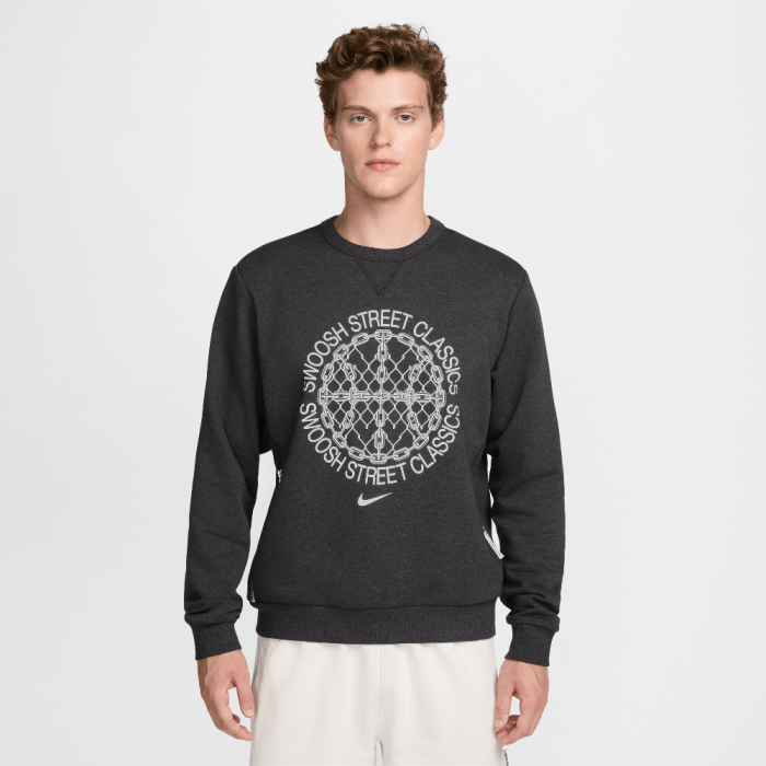 Nike Standard Issue Men's Dri-FIT Basketball Crew-Neck Sweatshirt Black/Heather/Pale Ivory Nike Standard Issue Men's Dri-FIT Basketball Crew-Neck Sweatshirt Black/Heather/Pale Ivory
