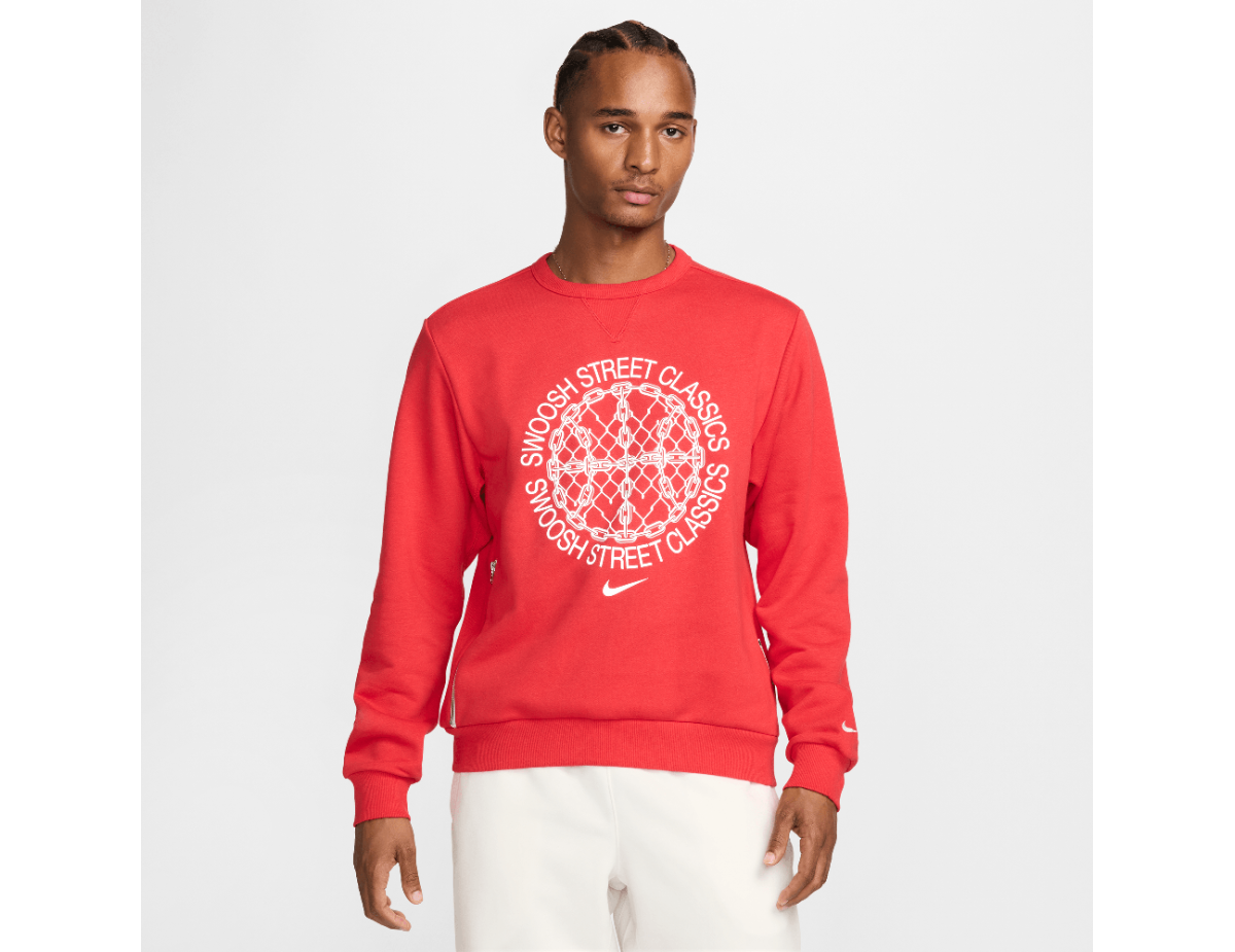 Nike Standard Issue Men's Dri-FIT Basketball Crew-Neck Sweatshirt University Red/Heather/Pale Ivory