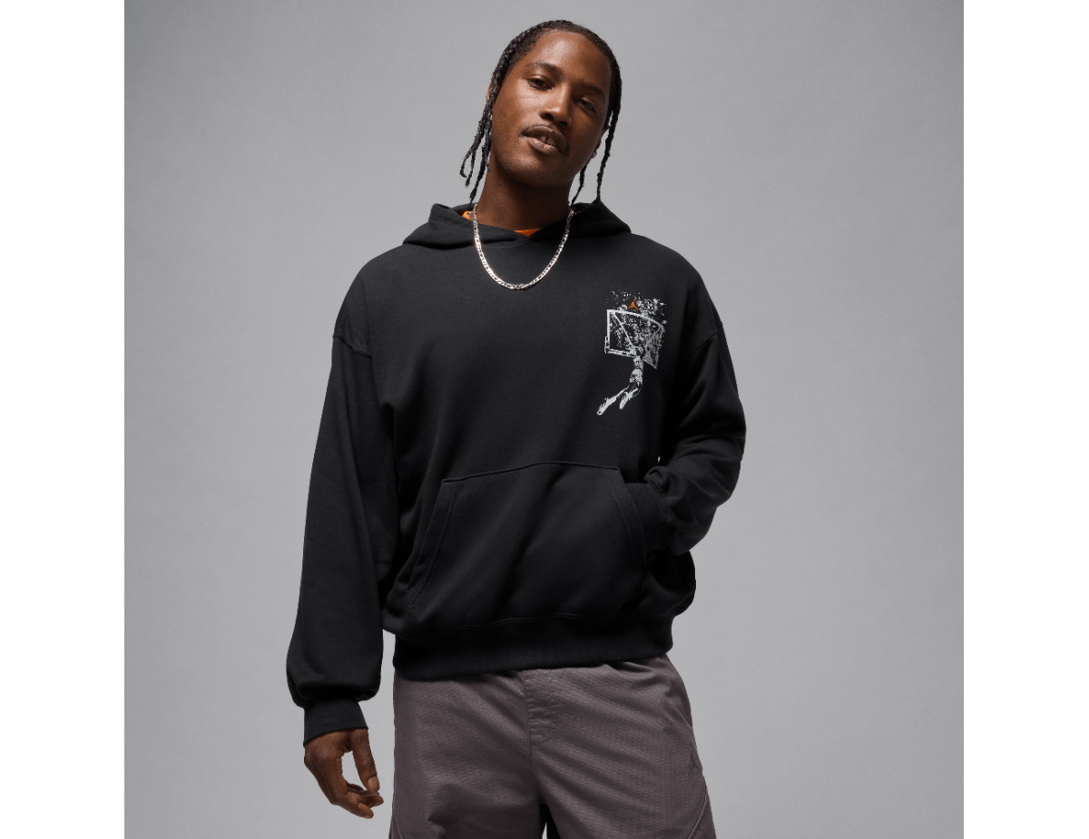 Jordan Brooklyn Men's Oversized Pullover Hoodie Black/Starfish Jordan Brooklyn Men's Oversized Pullover Hoodie Black/Starfish
