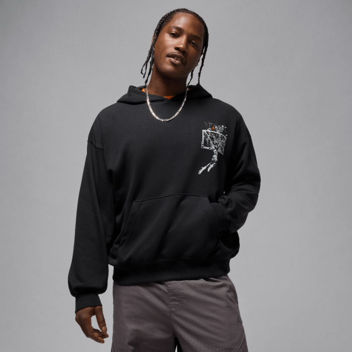 Jordan Brooklyn Men's Oversized Pullover Hoodie Black/Starfish Jordan Brooklyn Men's Oversized Pullover Hoodie Black/Starfish