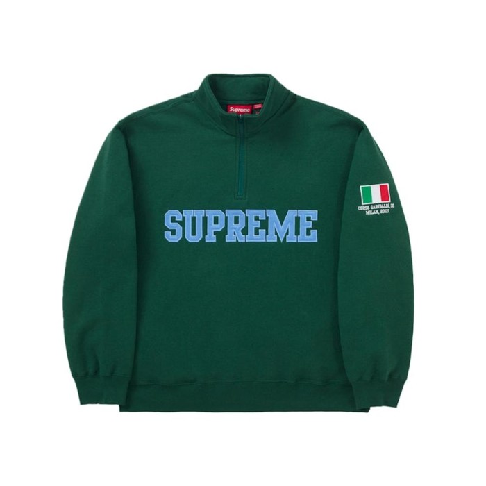 Supreme Milan Shop Flag Half Zip Pullover Green Supreme Milan Shop Flag Half Zip Pullover Green