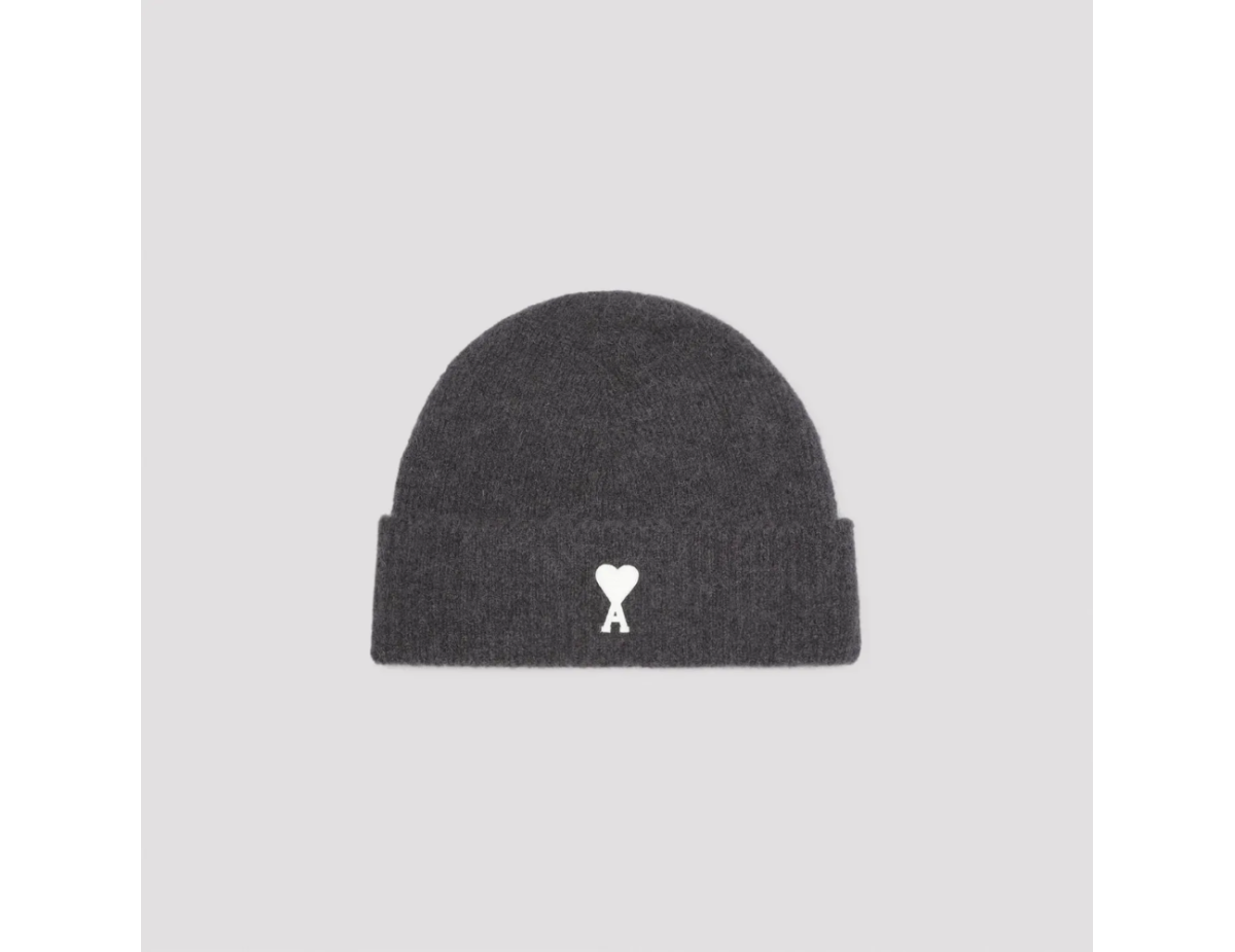 Ami Paris Beanie Grey White Ami Paris Beanie Grey White