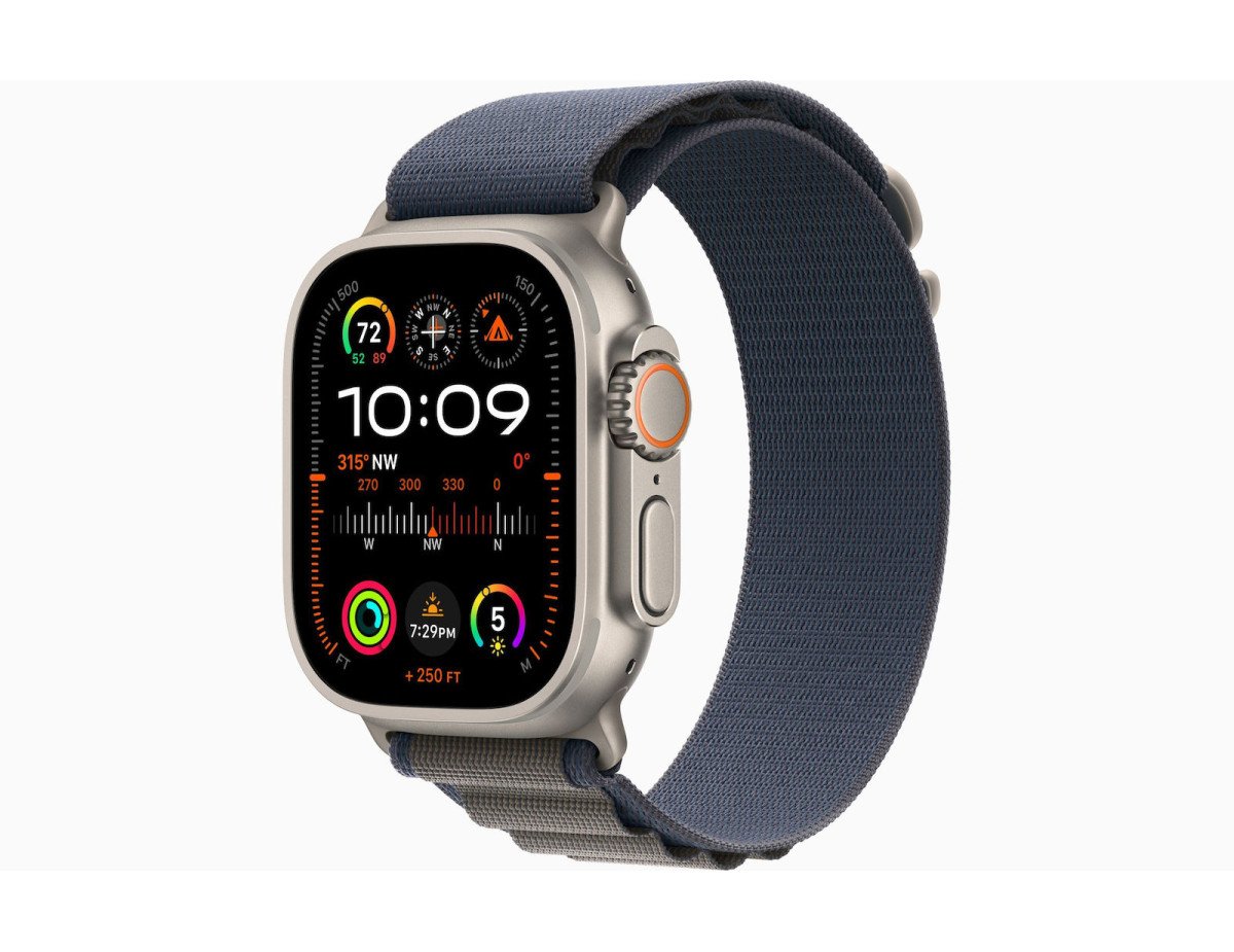 Apple Watch Ultra 2 Alpine Loop (Small) Titanium 49mm Αδιάβροχο με eSIM και Παλμογράφο (Blue Alpine Loop - Small)