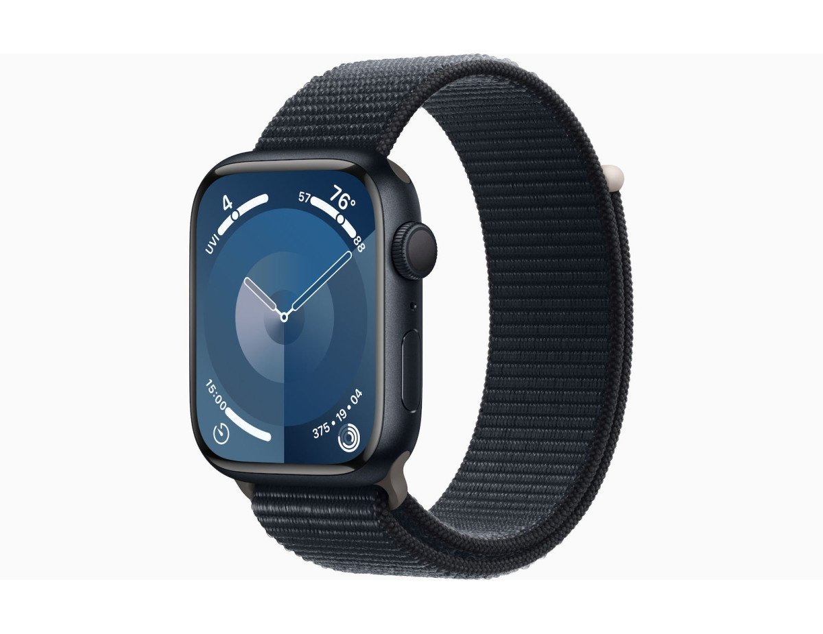 Apple Watch Series 9 Aluminium 45mm Αδιάβροχο με Παλμογράφο (Midnight με Midnight Sport Loop