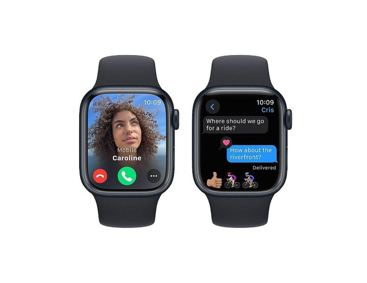 Apple Watch Series 9 Aluminium 45mm Αδιάβροχο με Παλμογράφο (Midnight με Midnight Sport Band (S/M))