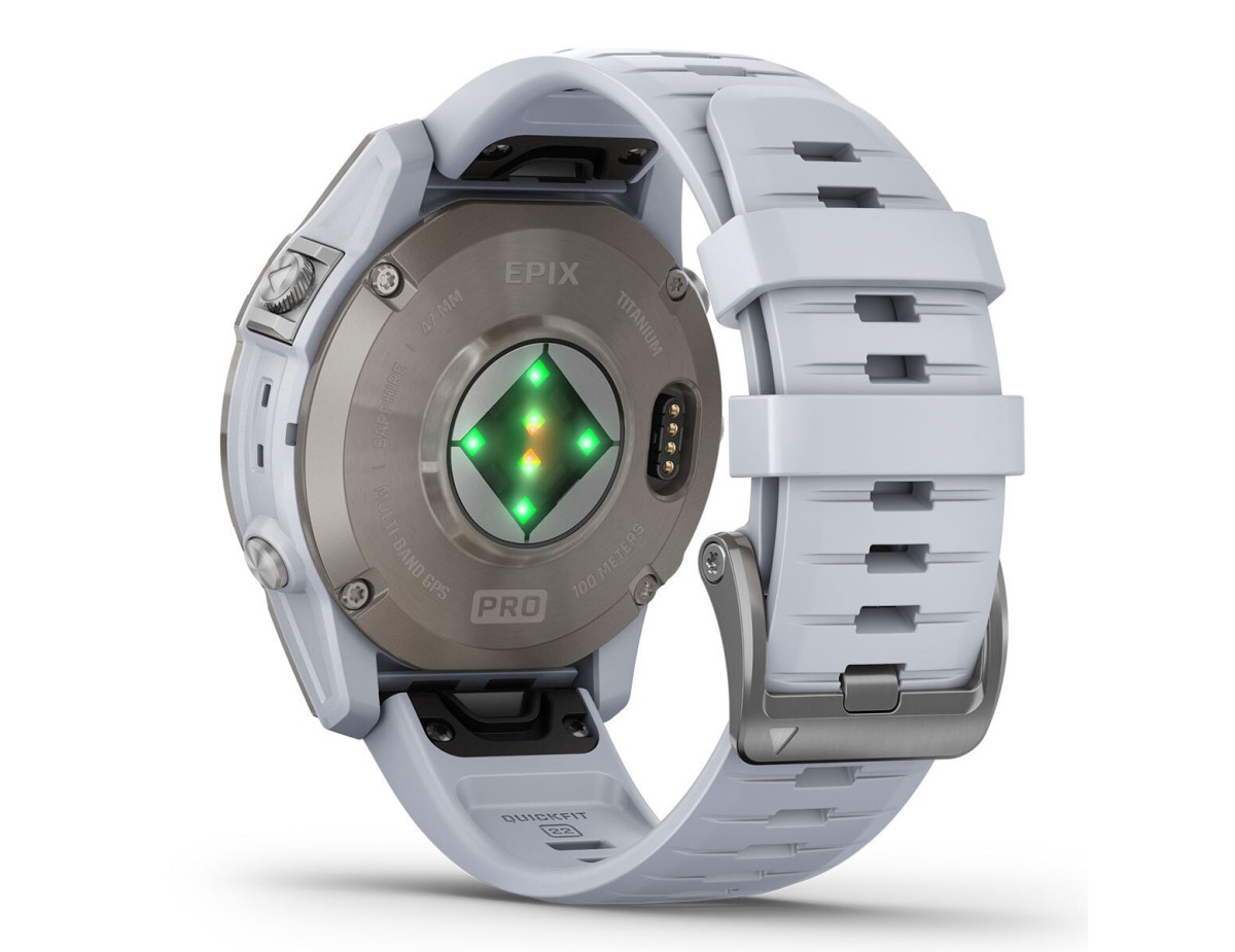 Garmin Epix Pro (Gen 2) Sapphire Edition Titanium 47mm Αδιάβροχο Smartwatch με Παλμογράφο (Whitestone Silicone Band)