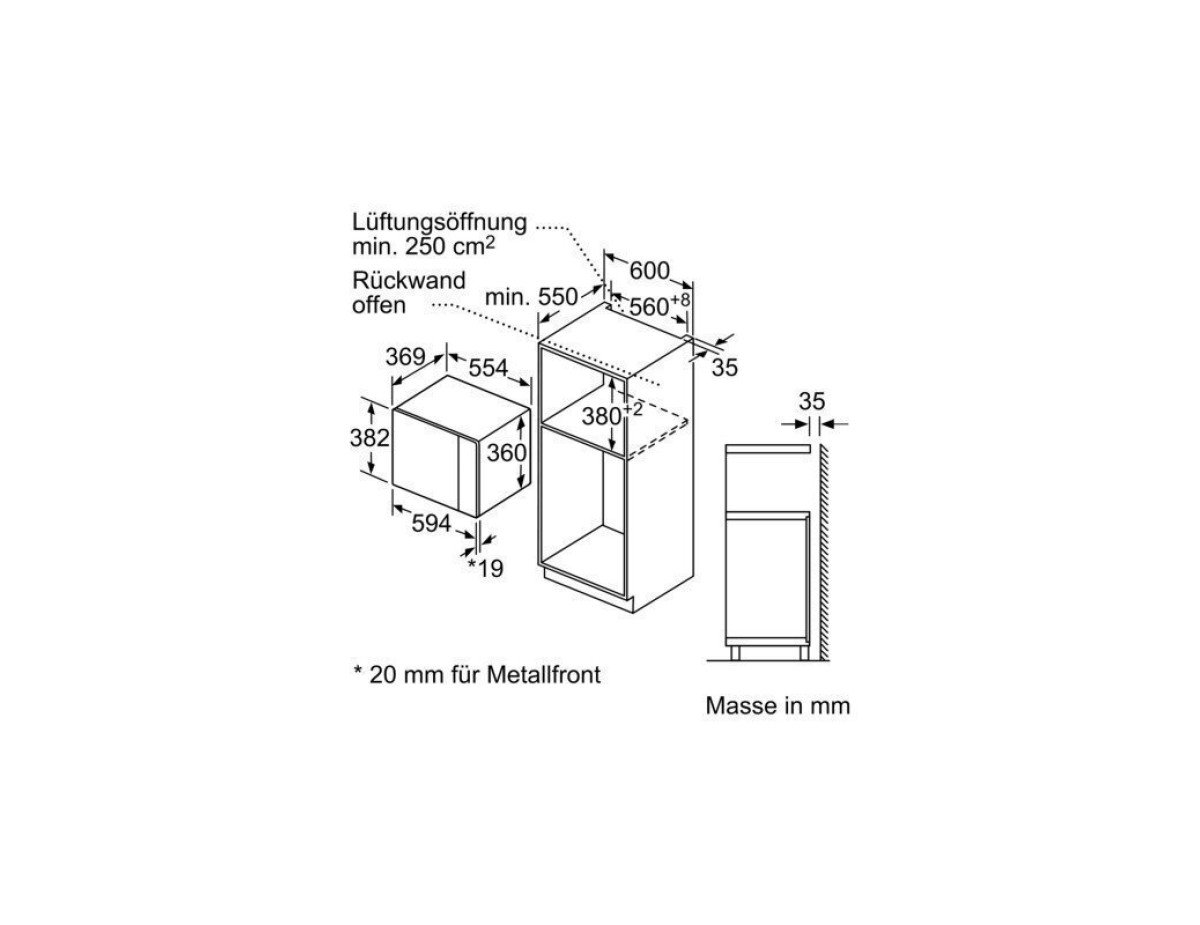 Bosch BFL554MB0 Εντοιχιζόμενος Φούρνος Μικροκυμάτων 25lt Μαύρος