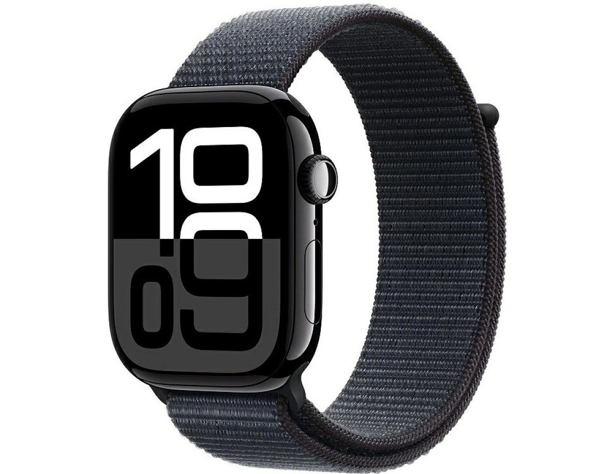 Apple Watch Series 10 Aluminium 42mm Αδιάβροχο με Παλμογράφο (Jet Black με Ink Sport Loop)