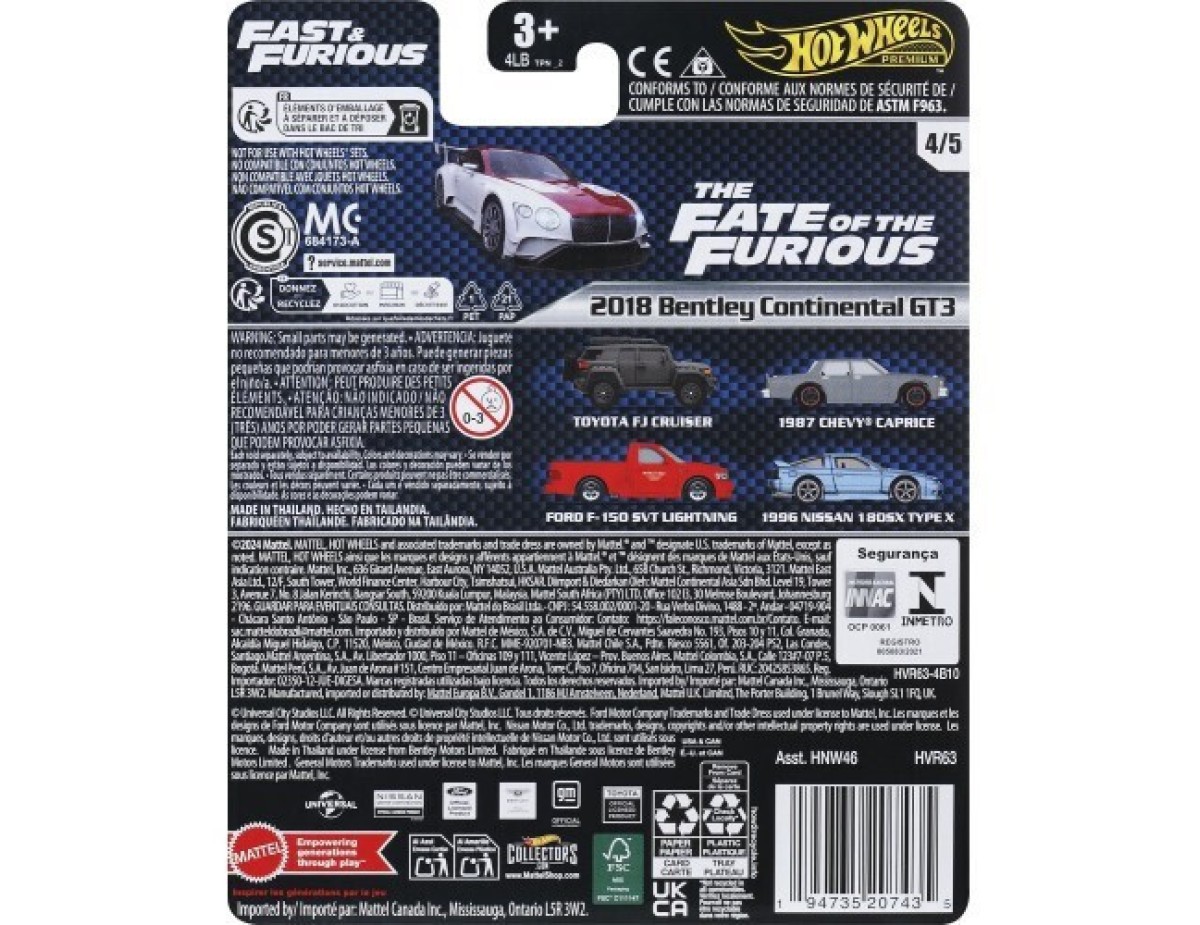 Hot Wheels Fast & Furious Αυτοκινητάκι 1:64 2018 Bentley Continental GT3 για 3+ Ετών HVR63 Hot Wheels Fast & Furious Αυτοκινητάκι 1:64 2018 Bentley Continental GT3 για 3+ Ετών HVR63