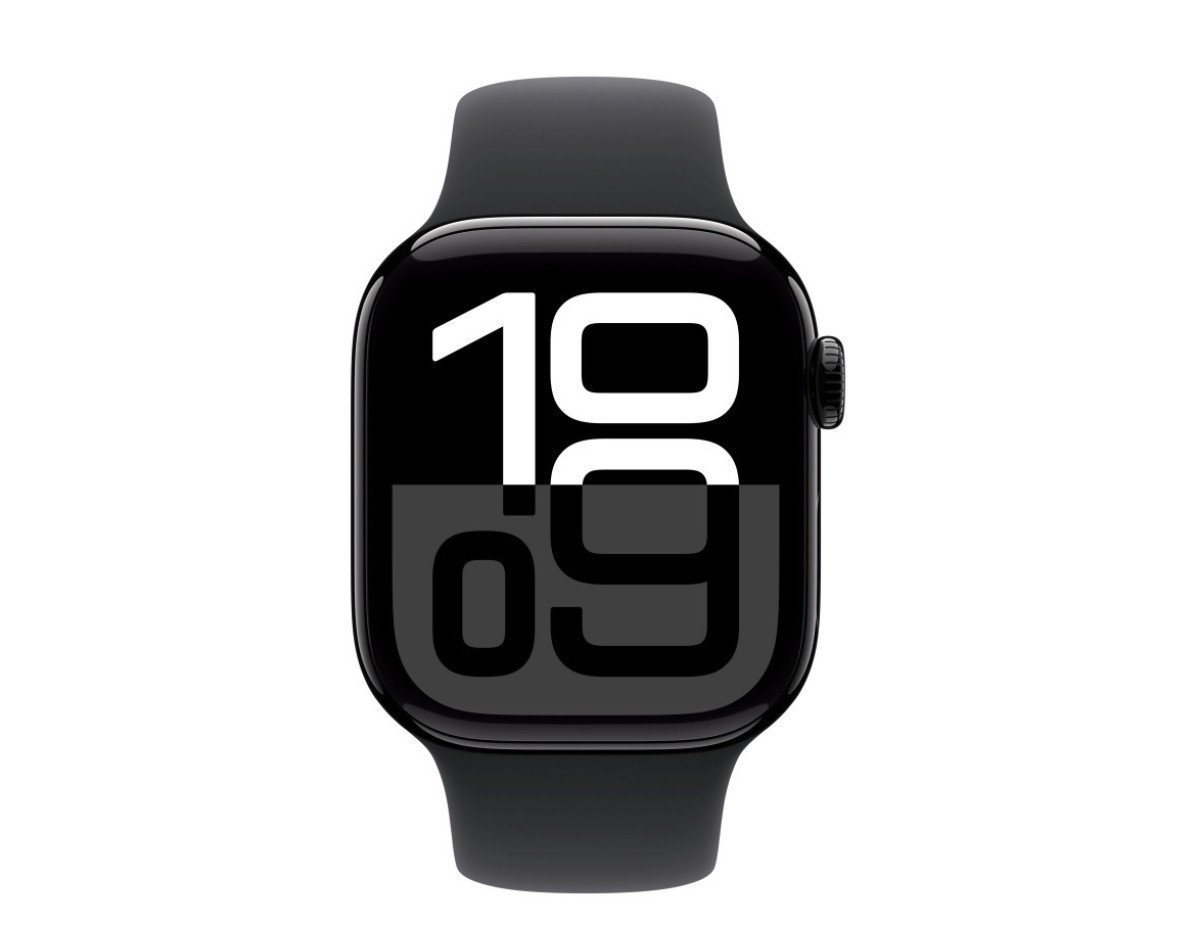 Apple Watch Series 10 Aluminium 42mm Αδιάβροχο με Παλμογράφο (Jet Black με Black Sport Band (M/L))